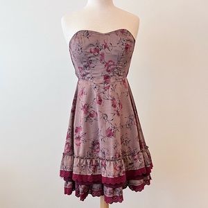 Free People - brown & burgundy mini dress